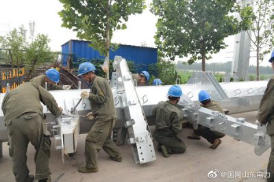 10千伏通達線富強支線新建9號轉角鐵塔線路，助力地方經濟發展