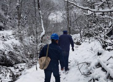 冒雪搶修，只為盡早恢復供電
